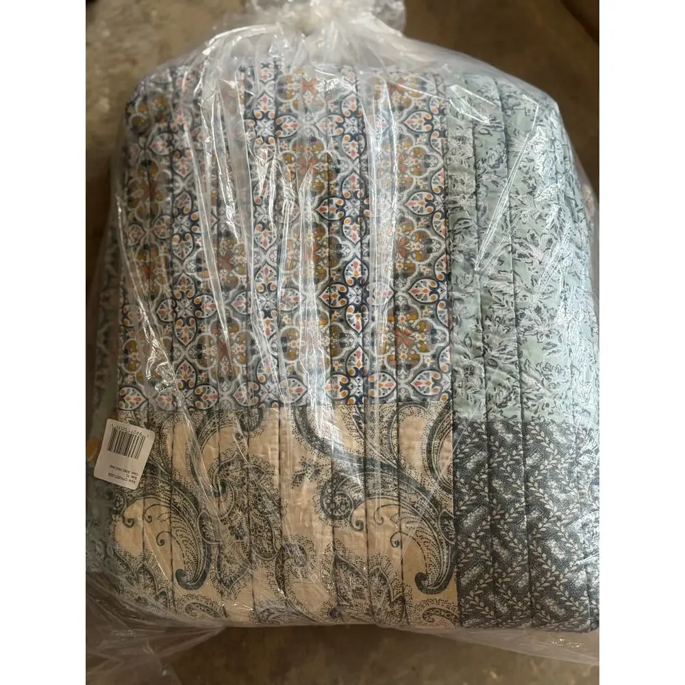 NEW! King Linden Street Westgrove Quilt Faded Denim Cotton